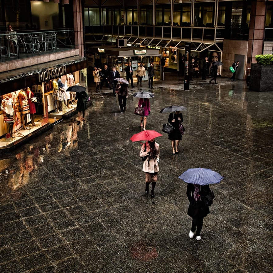 Monsoon commuters at Liverpool Street station for Aday