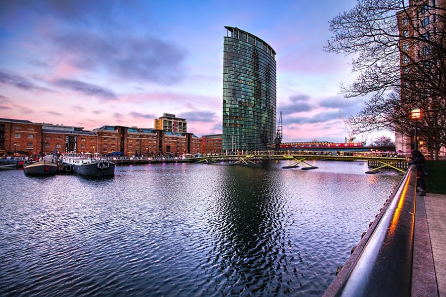 West India Quay at Canary Wharf in London Docklands