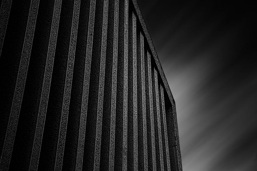black and white long exposure abstract image of the mexican embassy in berlin