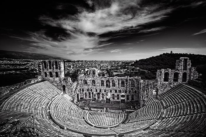 odeon of herodes atticus at acropolis athens black and white fine art print